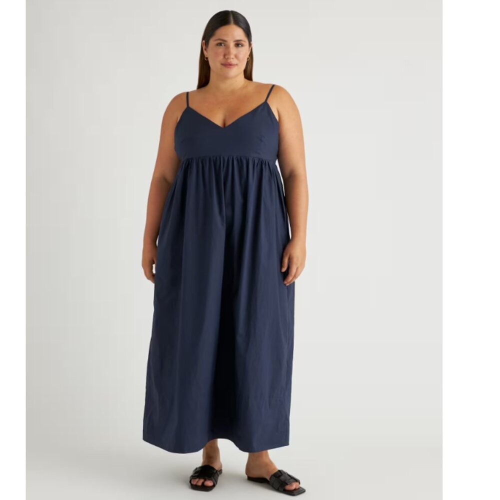 Quince Navy Blue Organic Cotton Sleeveless Maxi Dress sz s